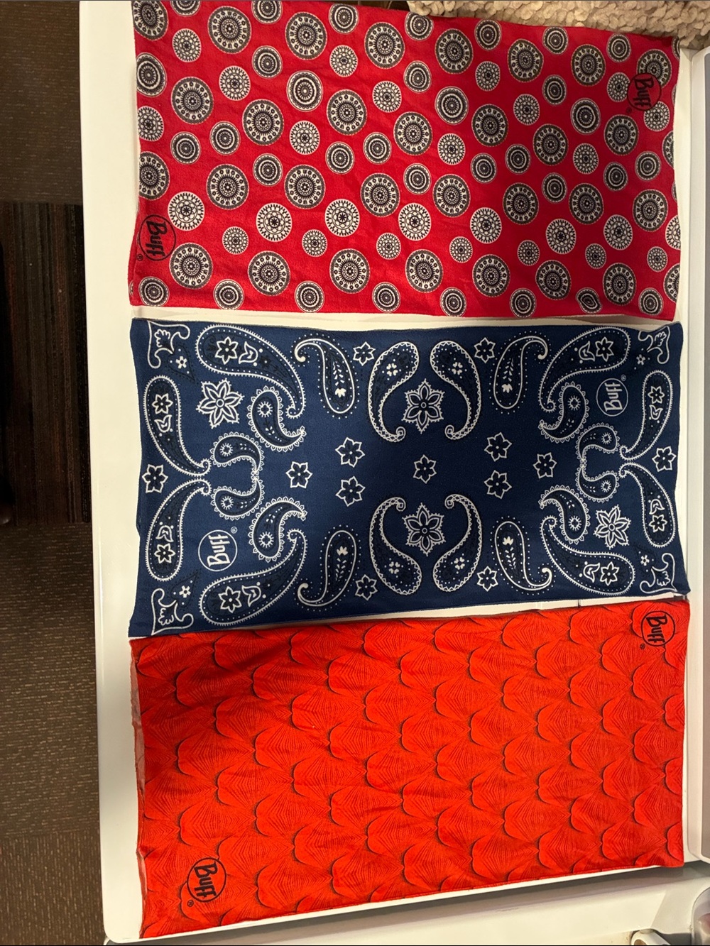 Buff Pack of 3 Multifunctional Headwear - Red, Navy, Orange